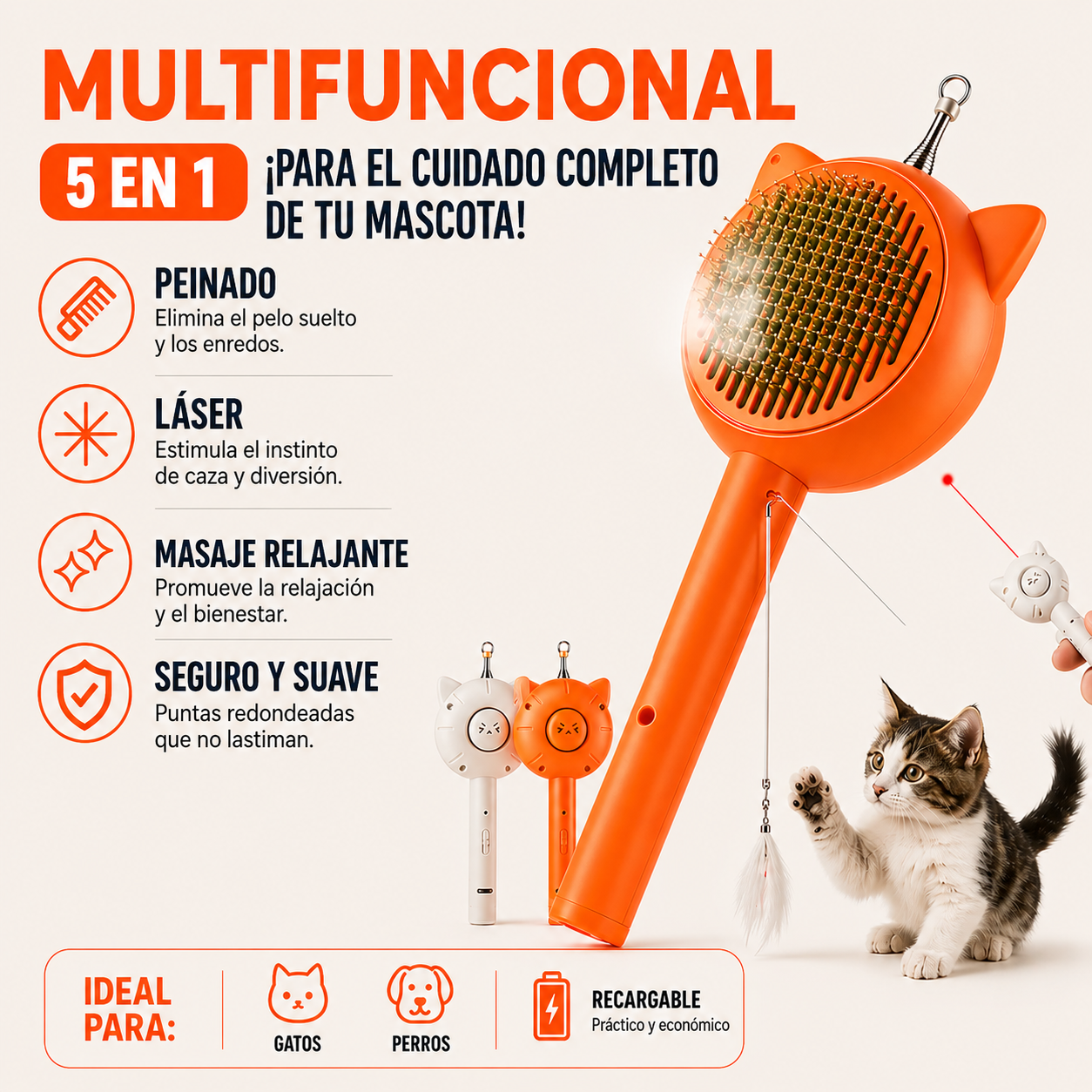 Cepillo Inteligente 5 en 1 — Control Total del Pelo en tu Hogar