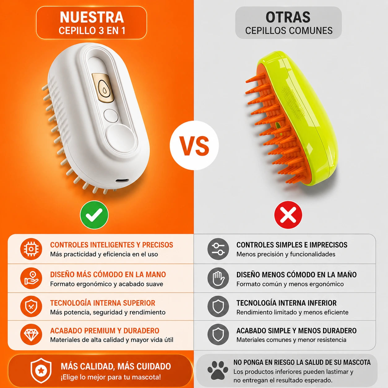 Cepillo de Vapor 3 en 1 – Previene, Masajea y Purifica