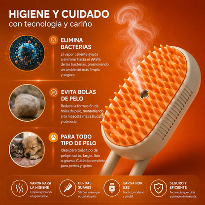 Cepillo de Vapor 3 en 1 – Previene, Masajea y Purifica