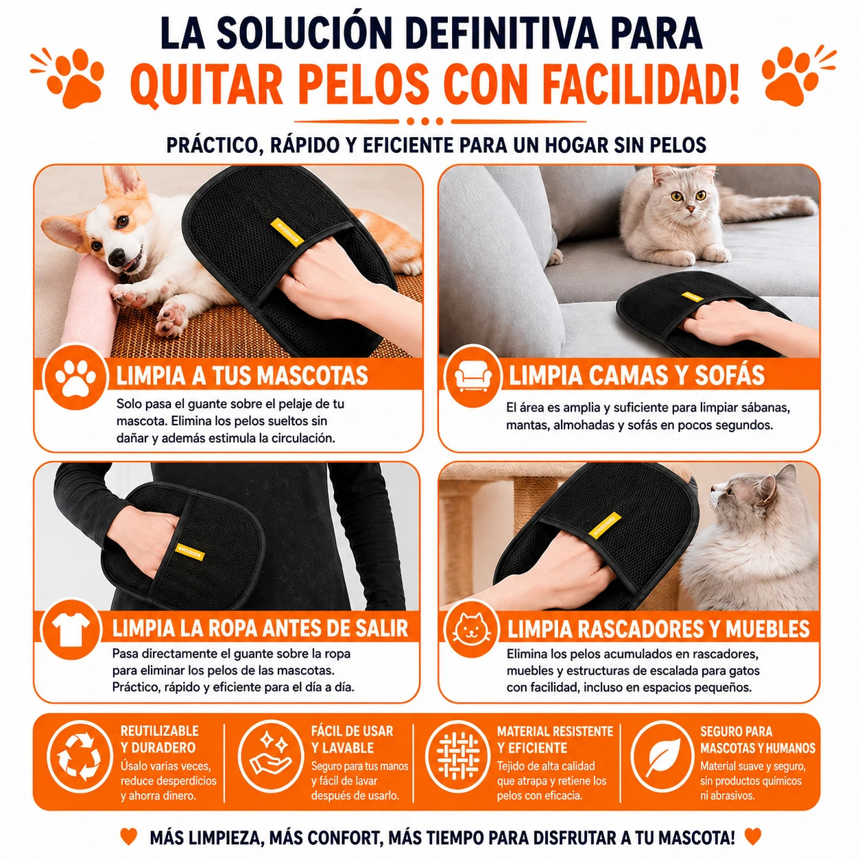 Guante Electrostático PetHair – ¡Elimina el Pelo en Segundos!
